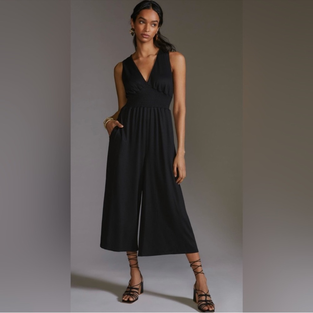 Anthropologie Hutch Sleeveless Black Vneck Jumpsuit